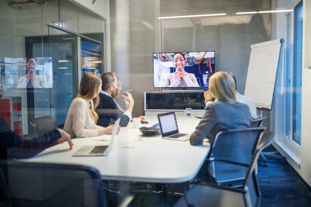 confident executive in virtual meeting